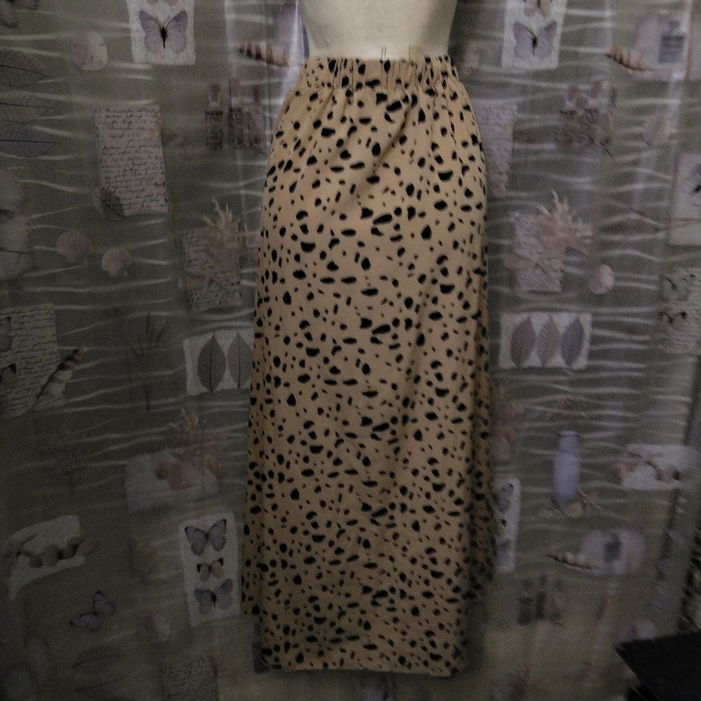 Shein Tannish Brown Black Leopard Print Asymmetric Ruffle Hem Midi Skirt Large - Picture 5 of 9